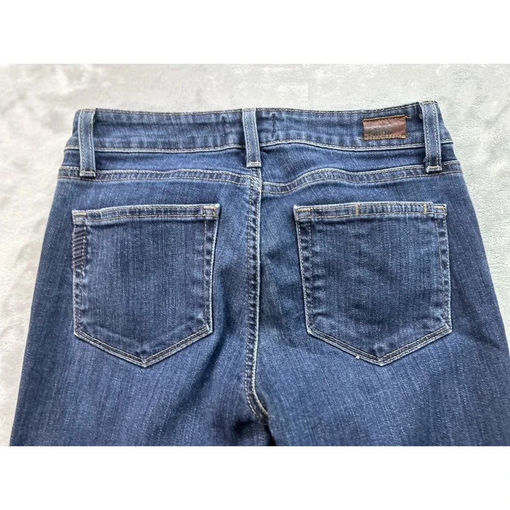 Paige Jeans Womens Sz 26 Dark Blue Skyline Ankle Peg Whiskered Stretch Faded Low